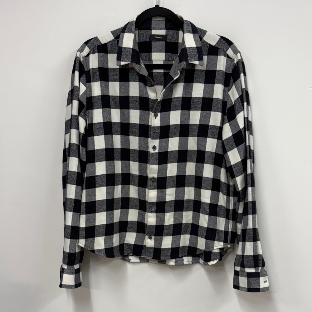 Theory Black and White Checked Button-Down Shirt